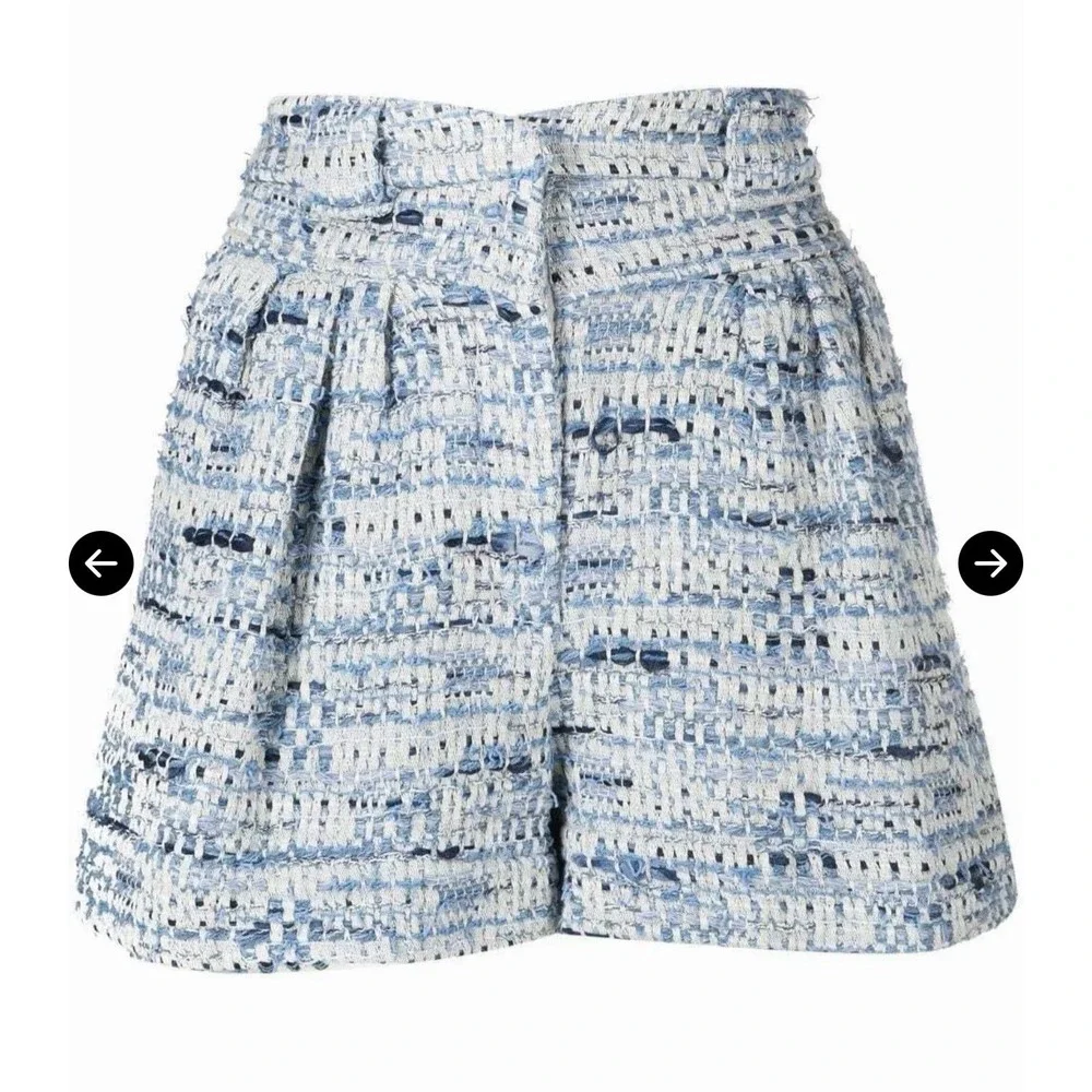 IRO Paris Blue High Rise Tweed Shorts Size 42 US 10 Preppy Knit Summer $417